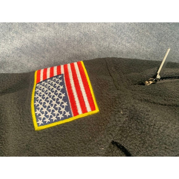 US Navy Cook Fleece Jacket Zip Up Full Zip US Flag Patch Emblem Men's L